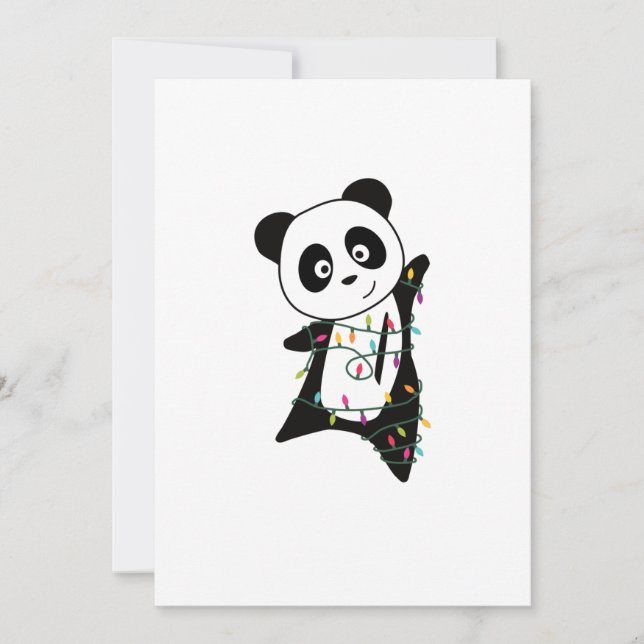 Cartes Pour Fêtes Annuelles Panda Noël Neige Hiver Animaux Pandas Adulte C (Devant)