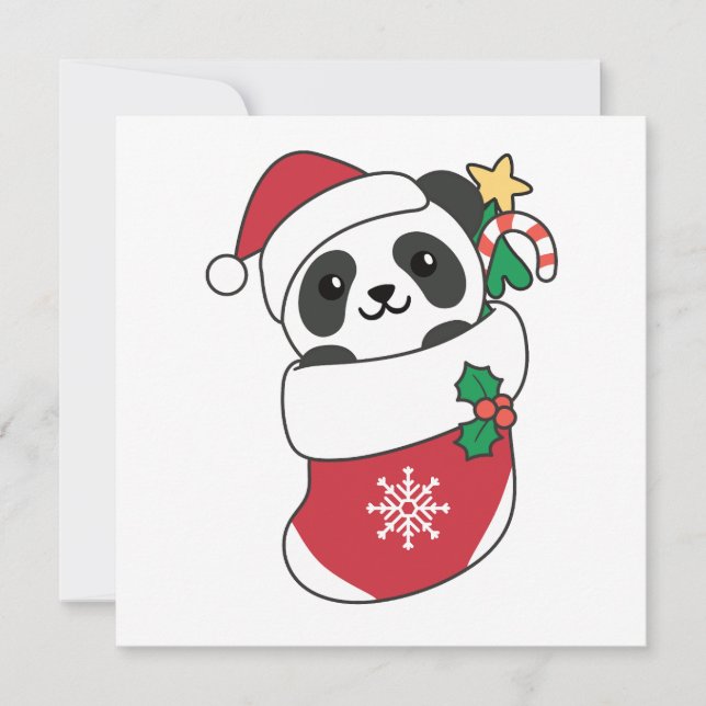 Cartes Pour Fêtes Annuelles Panda Noël Neige hiver Animaux Pandas vacances (Devant)