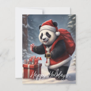 Cartes Pour Fêtes Annuelles Panda roux en costume de Père Noël