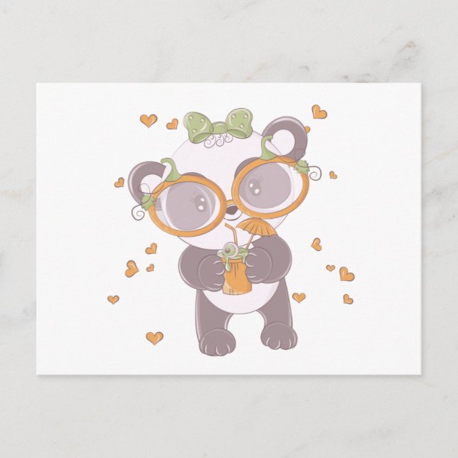 Cartes Pour Fêtes Annuelles Panda Super Cute Avec Eyeball Boire Halloween (Devant)