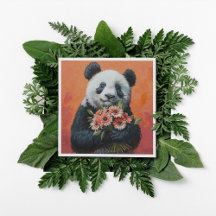 Panda tenant des fleurs, personnalisable