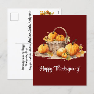 Cartes Pour Fêtes Annuelles Panier avec Bon thanksgiving Citrouille