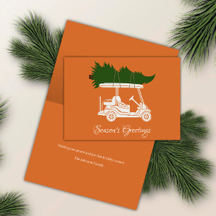 Cartes Pour Fêtes Annuelles Panier de golf avec sapin de Noël ・ Minimaliste or