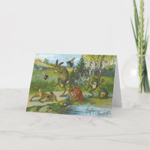 Cartes Pour Fêtes Annuelles Panier de lapin de Pâques grenouille à oeufs color
