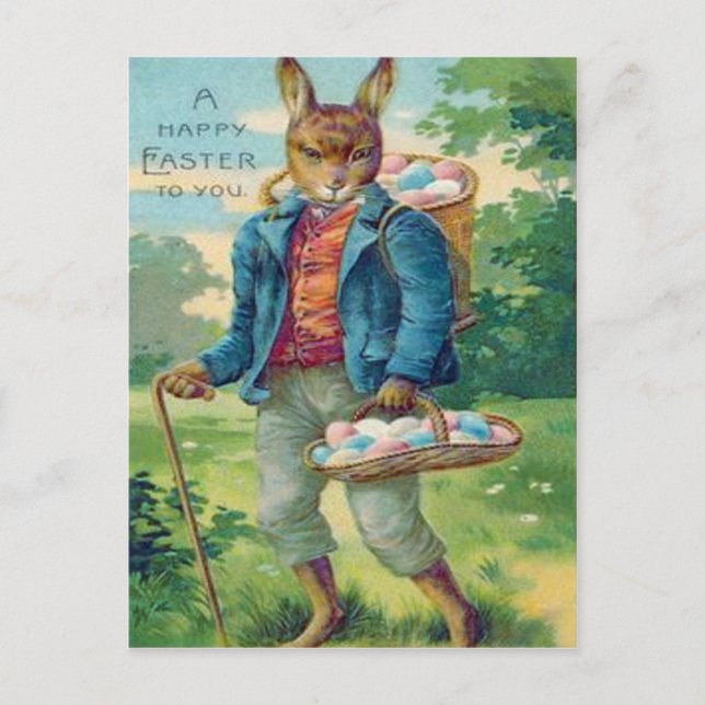 Cartes Pour Fêtes Annuelles Panier de lapin de Pâques Oeuf coloré (Devant)