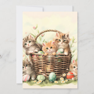 Cartes Pour Fêtes Annuelles Panier de Pâques de chaton printanier 