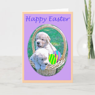 Cartes Pour Fêtes Annuelles Panier de Pâques de chiot de golden retriever