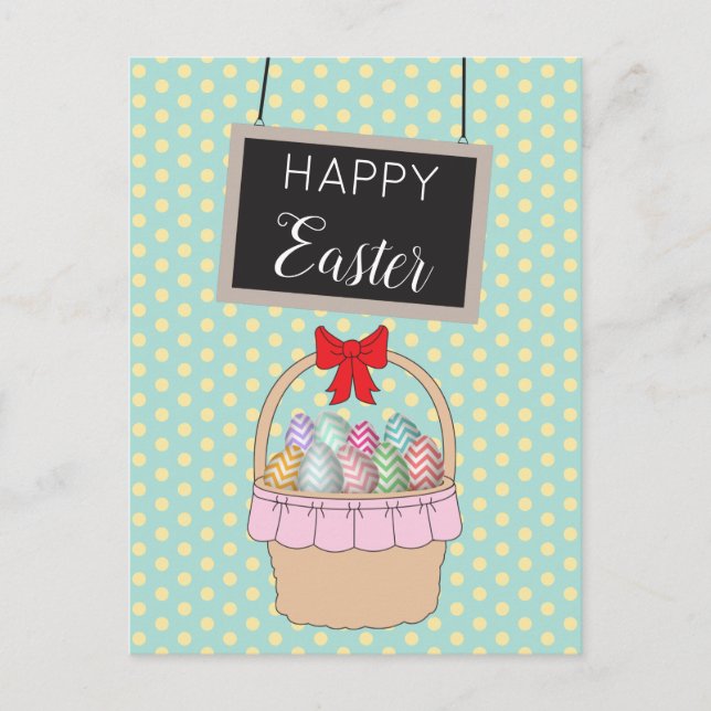 Cartes Pour Fêtes Annuelles Panier de Pâques et oeufs de Pâques Pastel (Devant)