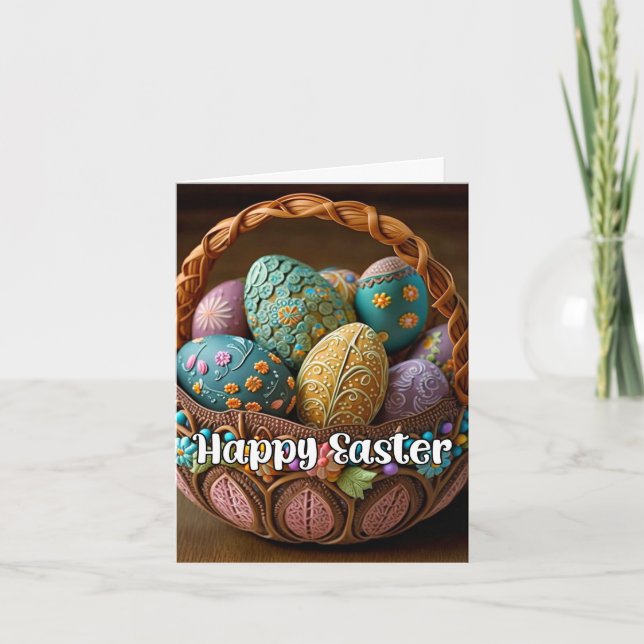 Cartes Pour Fêtes Annuelles Panier de Pâques super festif (Devant)