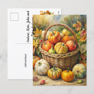 Cartes Pour Fêtes Annuelles Panier en osier avec Citrouilles - Bienvenue autom