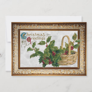 Cartes Pour Fêtes Annuelles Panier vintage de voeux de Noël et de Noël
