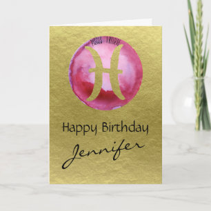 Cartes Pour Fêtes Annuelles Panneau Magenta Zodiac Poissons sur Arrière - plan