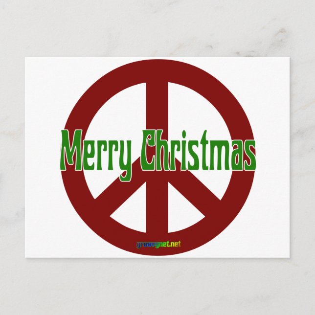 Cartes Pour Fêtes Annuelles Panneau Paix Rouge avec Joyeux Noël (Devant)
