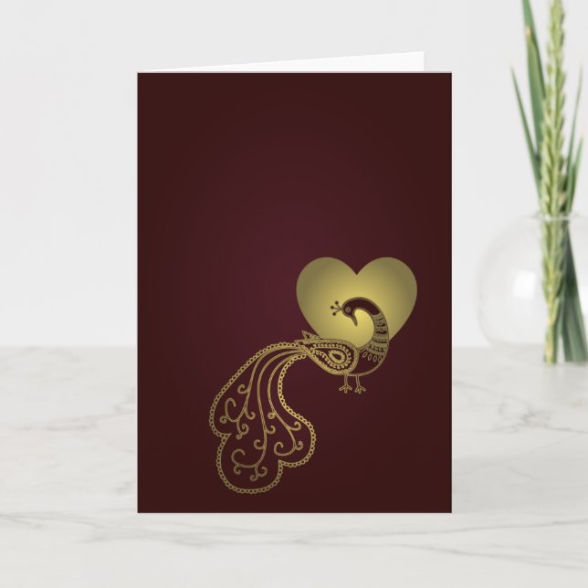 Cartes Pour Fêtes Annuelles Paon Valentine d'or par Graphita (Devant)
