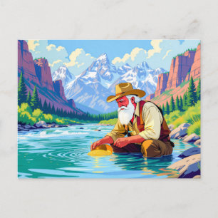 Cartes Pour Fêtes Annuelles Pap grand-père orpailleur dans la rivière Yukon