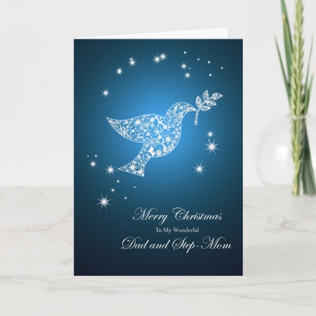 Cartes Pour Fêtes Annuelles Papa et Step-maman, La colombe Noël (Devant)