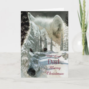 Cartes Pour Fêtes Annuelles Papa - Joyeux Noël - Loup blanc