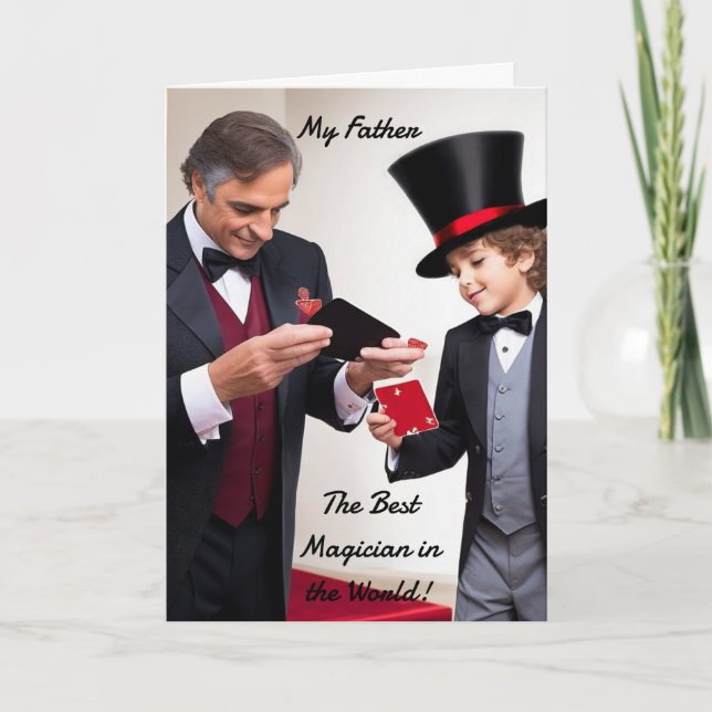 Cartes Pour Fêtes Annuelles Papa magicien et fils (2) - Fête des pères (Devant)
