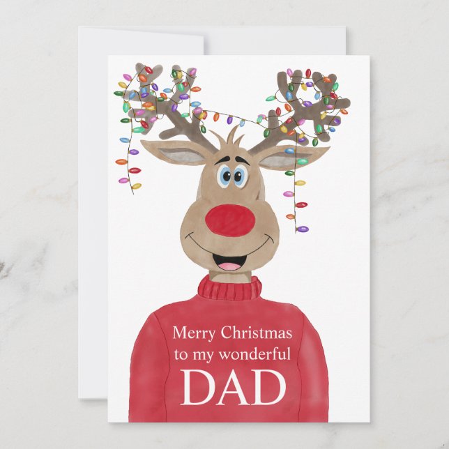 Cartes Pour Fêtes Annuelles Papa Reindeer Noël personnalisable (Devant)