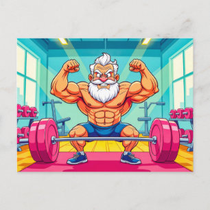 Cartes Pour Fêtes Annuelles Papé levant des poids faisant du sport