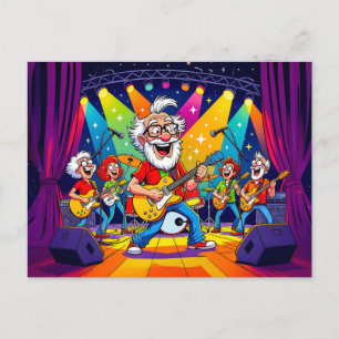 Cartes Pour Fêtes Annuelles Papi joue dans un groupe de rock sur scène