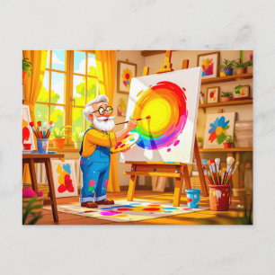 Cartes Pour Fêtes Annuelles Papi peint créativement sur toile