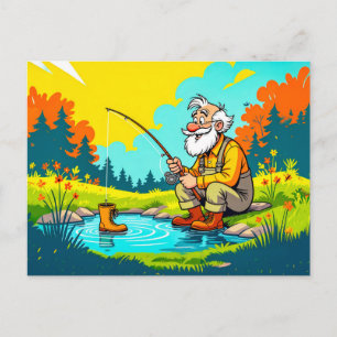 Cartes Pour Fêtes Annuelles Papi qui attrape une chaussure en pêchant