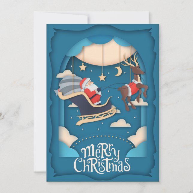 Cartes Pour Fêtes Annuelles Papier à feuille père Noël coupé (Devant)