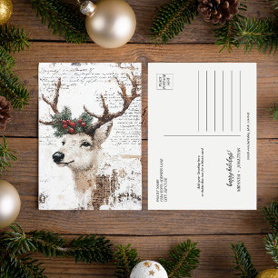 Cartes Pour Fêtes Annuelles Papier collant Vintage Christmas Deer