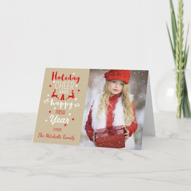 Cartes Pour Fêtes Annuelles Papier de Noël russe Typographie rouge blanche (Devant)