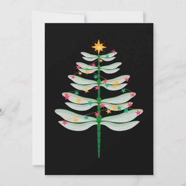 Cartes Pour Fêtes Annuelles Papier de toile Dragonfly Christmas Tree (Devant)