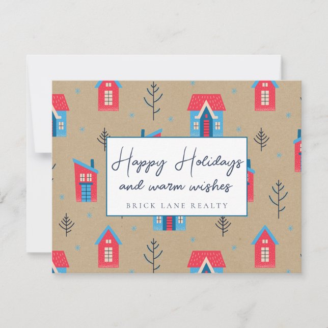 Cartes Pour Fêtes Annuelles Papier Kraft Festif Joyeux Noël Immobilier   (Devant)