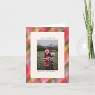 Cartes Pour Fêtes Annuelles Papier photo rétro diagonale Noël carreaux mignon