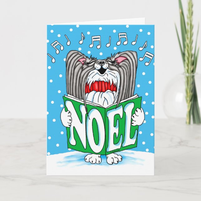 Cartes Pour Fêtes Annuelles Papillon Christmas Caroler BW (Devant)