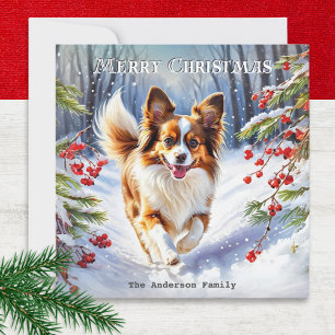 Cartes Pour Fêtes Annuelles Papillon dans Snow Cute Chien race hiver Noël