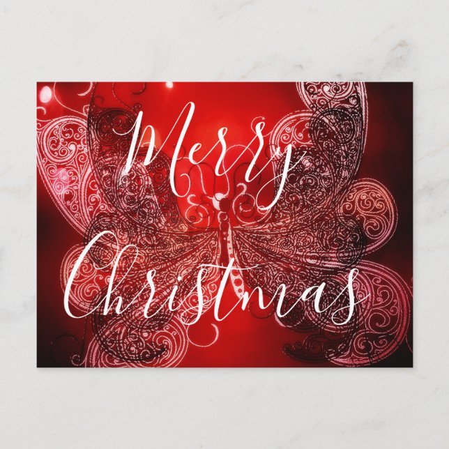 Cartes Pour Fêtes Annuelles Papillon de Noël rouge et blanc (Devant)