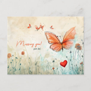 Cartes Pour Fêtes Annuelles Papillon et coeur qui vous manquent