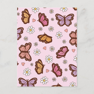 Cartes Pour Fêtes Annuelles Papillon et fleurs sans couture motif