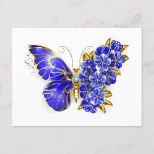 Cartes Pour Fêtes Annuelles Papillon saphir à fleurs