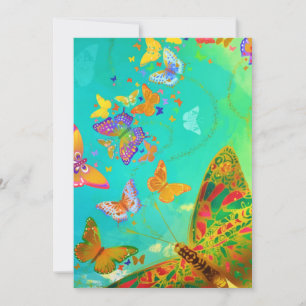 Cartes Pour Fêtes Annuelles Papillon vintage coloré Parties scintillant d'or a