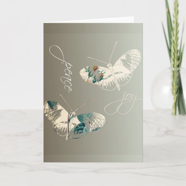 Cartes Pour Fêtes Annuelles Papillons de la paix et de la joie (Devant)