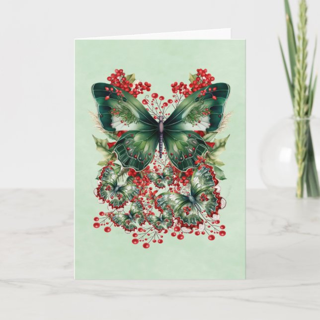 Cartes Pour Fêtes Annuelles Papillons de Noël Imaginaire (Devant)
