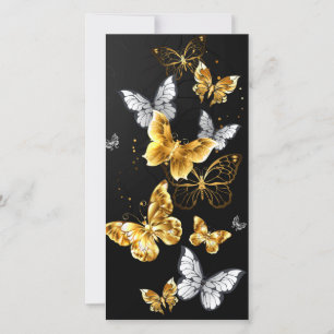 Cartes Pour Fêtes Annuelles Papillons dorés et blancs