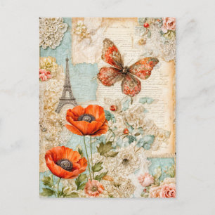 Cartes Pour Fêtes Annuelles Papillons et papillons avec la Tour Eiffel