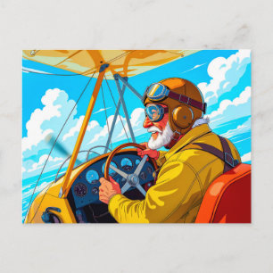 Cartes Pour Fêtes Annuelles Papy pilotant un avion