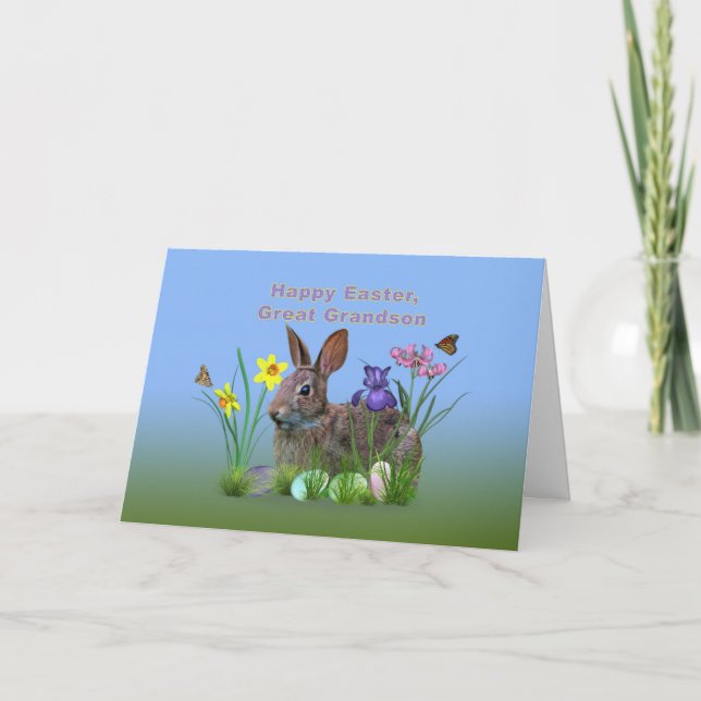Cartes Pour Fêtes Annuelles Pâques, arrière-petit-fils, fleurs, oeufs, et (Devant)