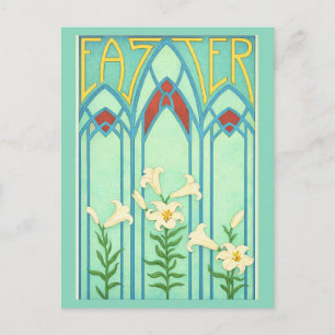 Cartes Pour Fêtes Annuelles Pâques Art nouveau avec lys blancs