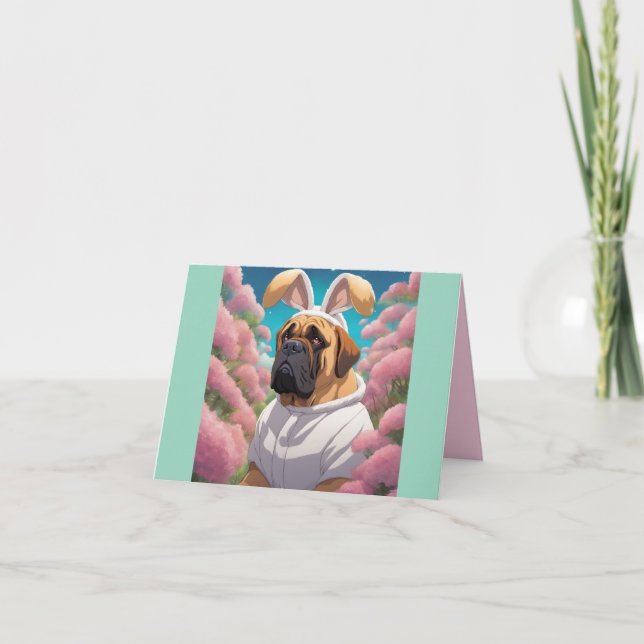 Cartes Pour Fêtes Annuelles Pâques Bullmastiff (Devant)