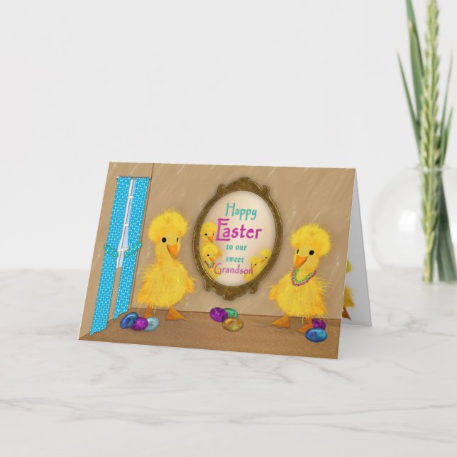 Cartes Pour Fêtes Annuelles Pâques - Canards Drôle - Grand-fils (Devant)
