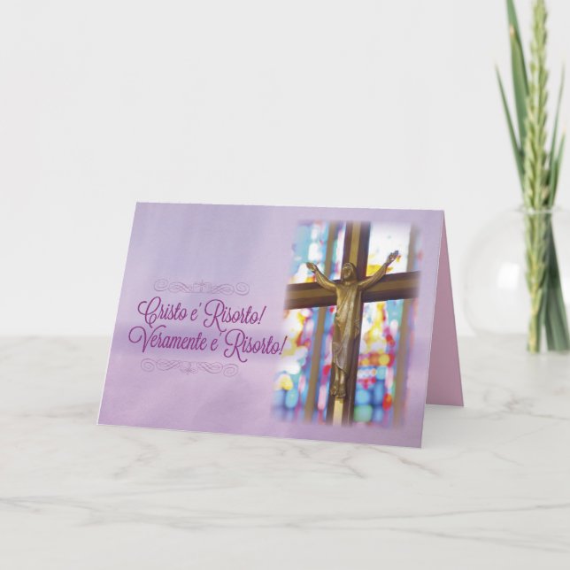 Cartes Pour Fêtes Annuelles Pâques chrétiennes italiennes, Christ ressuscité (Devant)